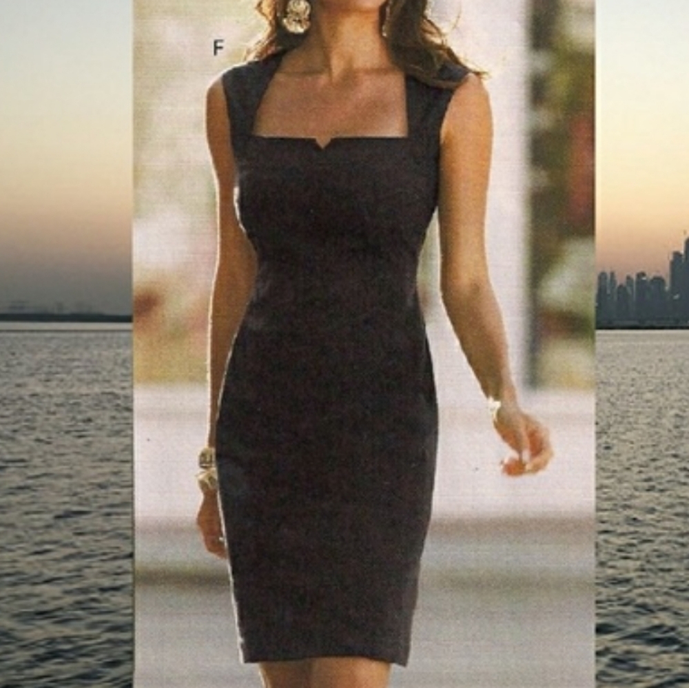 BOSTON PROPER Seamed Detail Little Black Dress 4